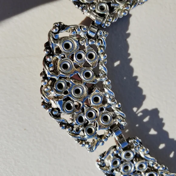 Vintage Barclay Signed Rhinestone Choker Necklace; purple and pink stones - Picture 4 of 7